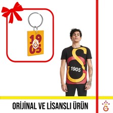 Galatasaray Lisanslı Siyah Büyük Logolu T-Shirt ve Sarı Kırmızı Logolu Anahtarlık