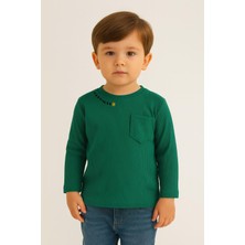 Unisex Çocuk Happiness Nakışlı Cepli Fitilli Kaşkorse Tişört