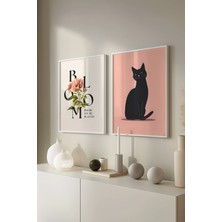 Kedili 2'li Beyaz Çerçeveli Poster, Tablo Seti No:7