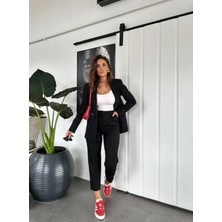 Madame Melek Orijinal Marka Ceket Pantolon Klasik Takım Astarlı Ceket Havuç Pantolon