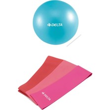 3 Adet Pilates Bandı Farklı Dirençlerde 3 Direnç Lastiği, 20 cm Mini Denge Egzersiz Pilates Top Seti