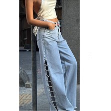 Pinterest Tasarım Taşlı Baggy Kot Pantolon