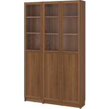 Cam/panel Kapaklı Kitaplık, Kahverengi Ceviz Görünüm, 120X30X202 cm