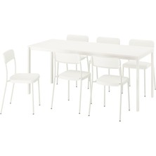 Yemek Masası Takımı, Beyaz, 6 Sandalyeli, Açılabilir, 120/180X74 cm