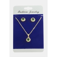 Çiçek Zirkon Taşlı Set Kolye