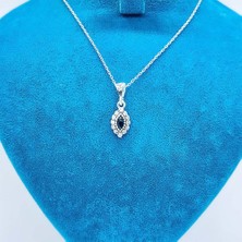 Mekik Mini Boy Zirkon ve Oltu Taşı İşçilikli 925 Ayar Gümüş Kolye