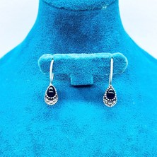 Damla Model Margazit ve Oltu Taşı Tasarım 925 Ayar Gümüş Küpe