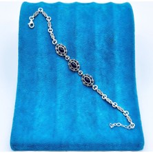 Margazit ve Oltu Taşı Işçilikli 925 Ayar Gümüş Bileklik