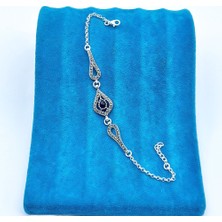 Damla Model Margazit ve Oltu Taşı Tasarım 925 Ayar Gümüş Bileklik