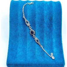 Damla Model Oltu Taşı Tasarım 925 Ayar Gümüş Bileklik