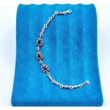 Tesbih Pasajı Damla Model Margazit ve Oltu Taşı Işçilikli 925 Ayar Gümüş Bileklik