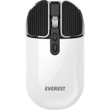Everest SM-620 2in1 Bluetooth+2,4ghz Şarjlı Beyaz Süper Sessiz Mobil-Tv-Pc Destekli Kablosuz Mouse