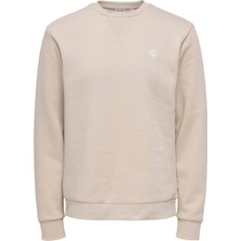 Only & Sons Onsceres Reg Ls Logo Crew Krem Erkek Sweatshirt 22035226