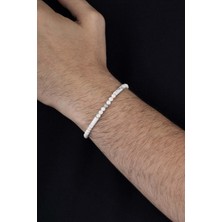 Gümüş Pazarım Beyaz Havlit Taşı Doğal Taş Erkek Bileklik