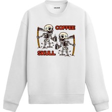 Colermi Kahveli Kurukafa Tasarım Baskılı Unisex Sweatshirt