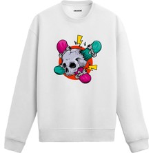Colermi Kaykay Kurukafa Tasarım Baskılı Unisex Sweatshirt