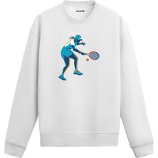 Colermi Kadın Tenis Vuruş Tasarım Baskılı Unisex Sweatshirt