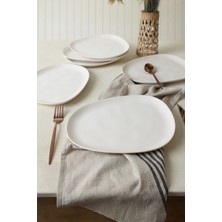 Keramika Mat Beyaz Tetra Servis Tabağı 30 cm 6 Adet