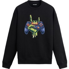 Colermi Zombi El ve Gamepad Tasarım Baskılı Unisex Sweatshirt