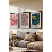 Etnik Desenli 3'lü Siyah Çerçeveli Poster, Tablo Seti No:49