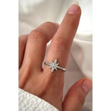 Yeni Sezon Yarım Tur Zirkon Taşlı Kutup Yıldızı Tasarım Ayarlanabilir Kadın Yüzük