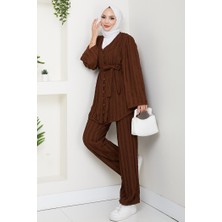 Ilgen Fırfırlı Ikili Takım 1610 - Kahve