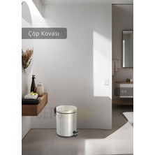 Paslamaz Paslanmaz Banyo ve Mutfak Çöp Kutusu 5 Lt Beyaz
