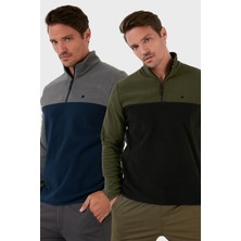 Buratti Regular Fit Anti-Pilling Tüylenme Yapmayan Dik Yaka Şardonlu 2'li Paket Polar Erkek Polar 5906016S2