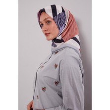 Bebe Mavisi Geometrik Desen Pamuk Eşarp