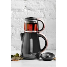 Şık ve Kullanışlı Çay ve Kahve Makinesi, Rosegold Detaylı, Siyah Renk Seçeneği