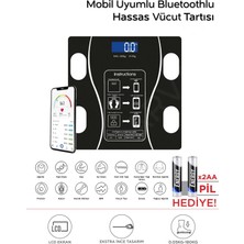 Akıllı Dijital Vücut Tartısı, 180 Kg, LCD Ekran, Mobil Uyumlu, Cam Materyal
