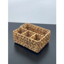 Hasır Rattan Mutfak Masaüstü Organizer Düzenleyici Üstten Kulplu Sepet 10*26CM