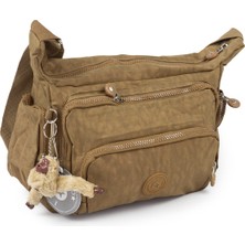 Krinkıl / Klinkır Su Geçirmez Kumaş Çok Gözlü Çapraz Kol ve Omuz Postacı Çantası Taba 116G