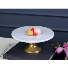 Whıte Marble Ayaklı Pasta Standı 25X25X12 cm