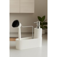 Beyaz Fırçalı Sabunluk - Mutfak,lavabo Düzenleyici Seti,organizer