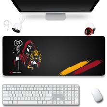 Sonictouch Aslan Muhafızı Sarı Kırmızı Dikişsiz Pürüzsüz Sıvı Geçirmez Xxl Gamer Klavye Mousepad 40X90CM
