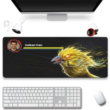Sonictouch Kişiye Isme Özel Kanarya Figürlü Sarı Lacivert Fotoğraflı Xxl Dikişsiz Gamer Klavye Mousepad 40X90CM