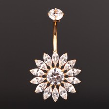 Aida Jewelss Yüksek Kalite G23 Titanium Zirkon Parlak Taşlı Titanyum Özel Tasarım Göbek Piercingi