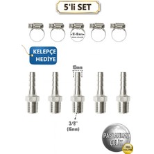 Paslanmaz Hortum Rekoru | Rekor + Kelepçe Set | Krom Çelik Hortum Ucu | 304 Kalite