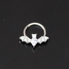 Aida Jewelss Yüksek Kalite G23 Taşlı Yarasa Titanyum Halka Piercing