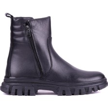 Shoetyle - Hakiki Deri Siyah Renk Fermuarlı Kadın Chelsea Bot - 25103053