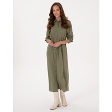 Pierre Cardin Kadın Haki Comfort Fit Dokuma Elbise 50318233-VR027