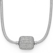 Akgünal 925 Ayar Gümüş Moments Taşlı Slindir Klipsli Kolye