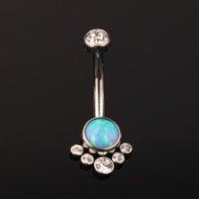 Aida Jewelss Yüksek Kalite G23 Titanium Mavi Opal Taşlı Titanyum Göbek Piercingi