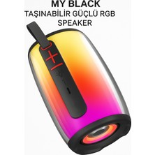 Bluetooth Hoparlör  USB + Aux + Tf Kart Desteği Renkli LED Işık Efektli Taşınabilir Ses Bombası