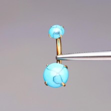 Aida Jewelss Yüksek Kalite G23 Titanium Doğal Firuze Taşlı Altın Titanyum Göbek Piercingi