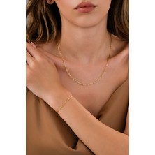 14 Ayar Altın Figaro Model Set, Bileklik&kolye