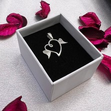 Melek Kanatlı Kalp Figürlü Kadın Kolye Ucu 925 Ayar Gümüş