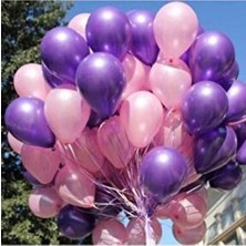 New Eco Açık Pembe ve Mor Renkli 20 Adet Parlak Metalik Balon Parti Kutlamaları İçin