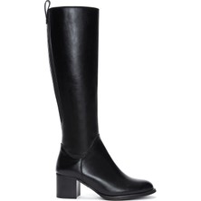 Derimod Kadın Siyah Fermuarlı Kalın Topuklu Çizme 25WFE250518